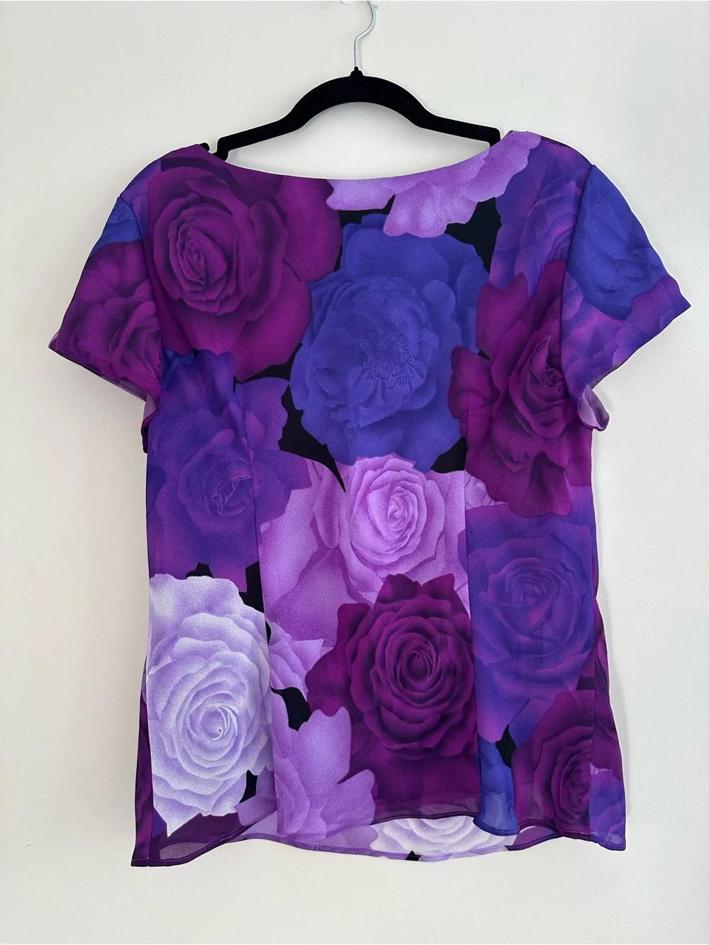 Donna Ricco Purple Rose Print Two-Piece Skirt Set Sz. 12 NWOT